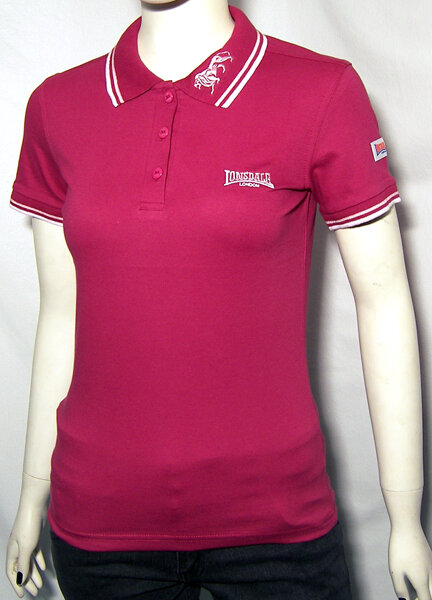 POLO LONSDALE ROSA CON RAYAS BLANCAS Y ROSA CLARO